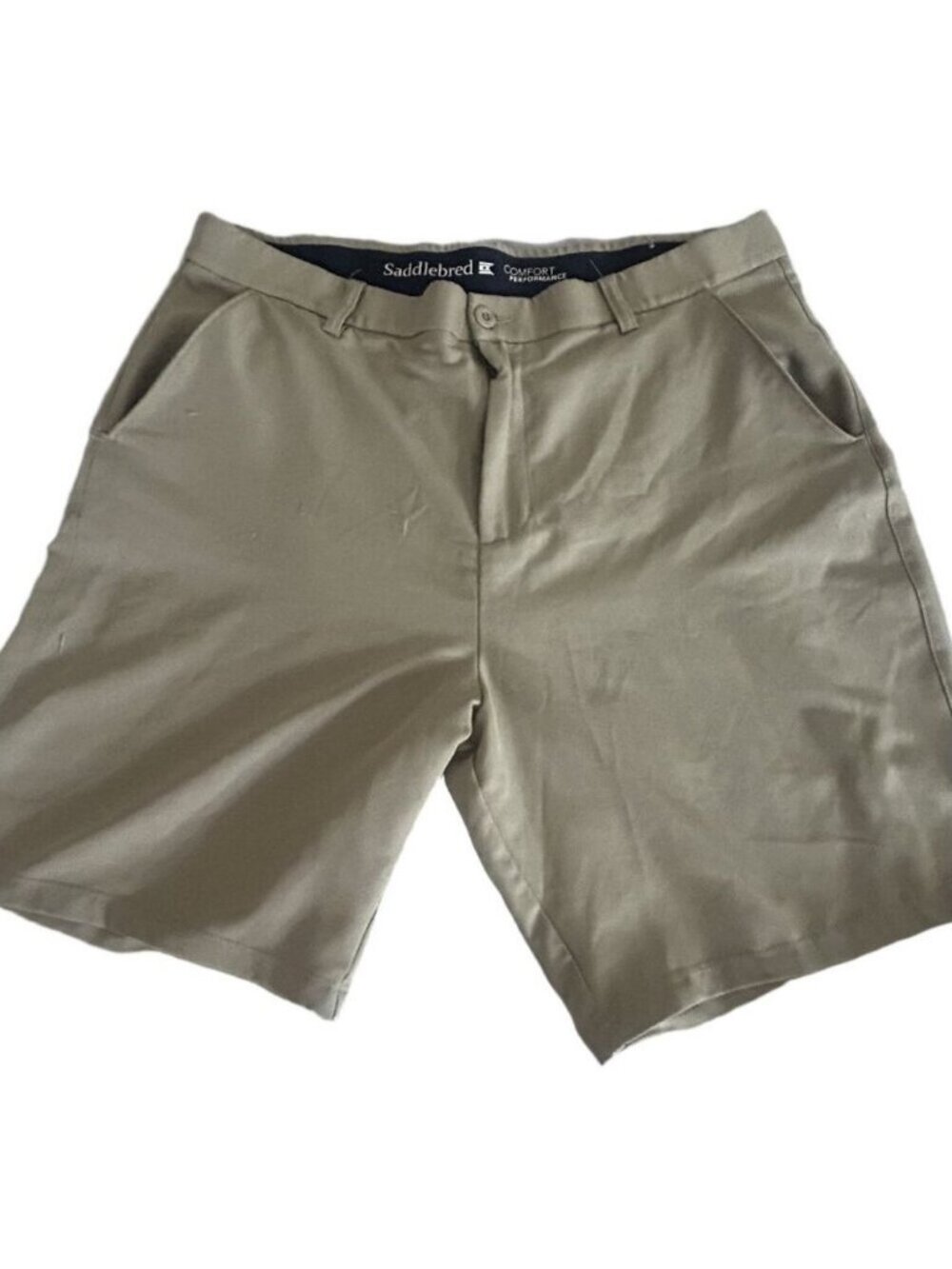 Saddlebred Size 38X32 Comfort Performance Shorts Khakis Flat Front Beige